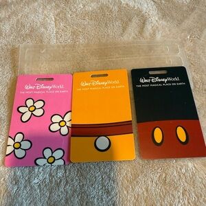 Disney Colorful luggage tags with straps - Pink, Orange, Black